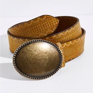 Free People We The Free Embossed Leather Duke Concho Belt, Sz XS/S